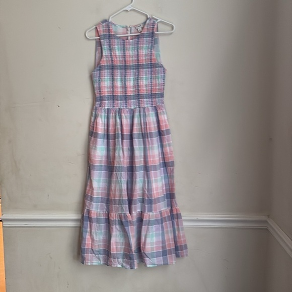 J. Crew  Pastel Plaid Smocked Midi Dress size S - Picture 4 of 6